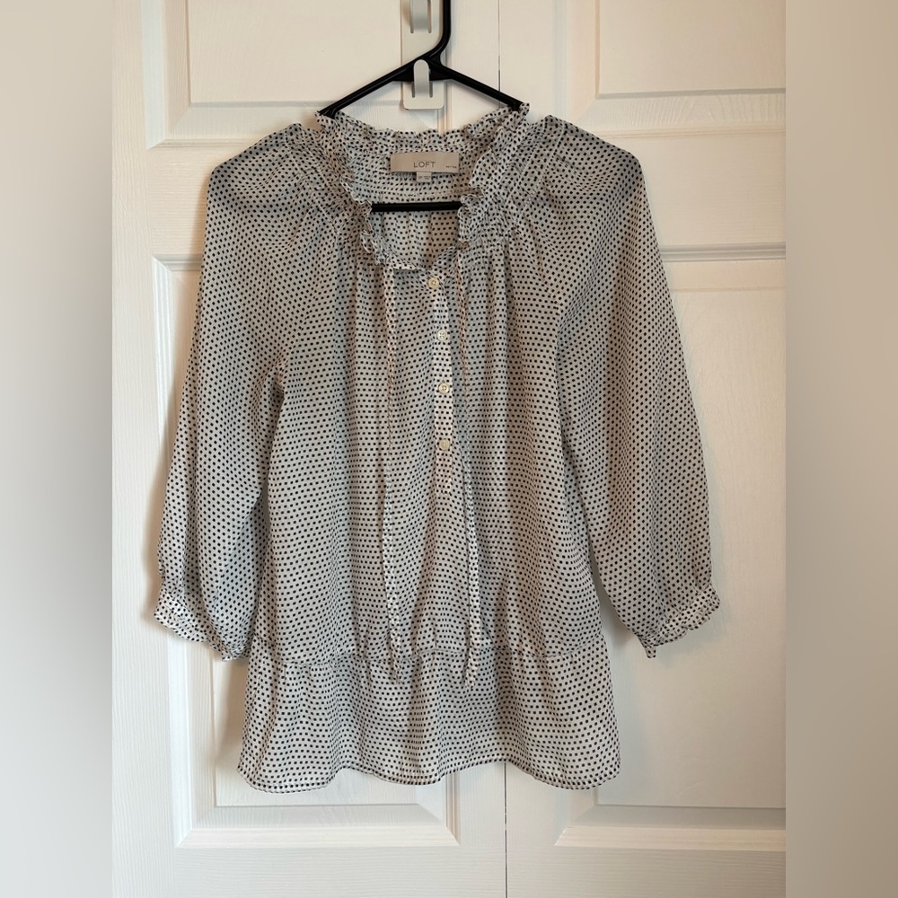 LOFT Small Petite Blouse Black and White